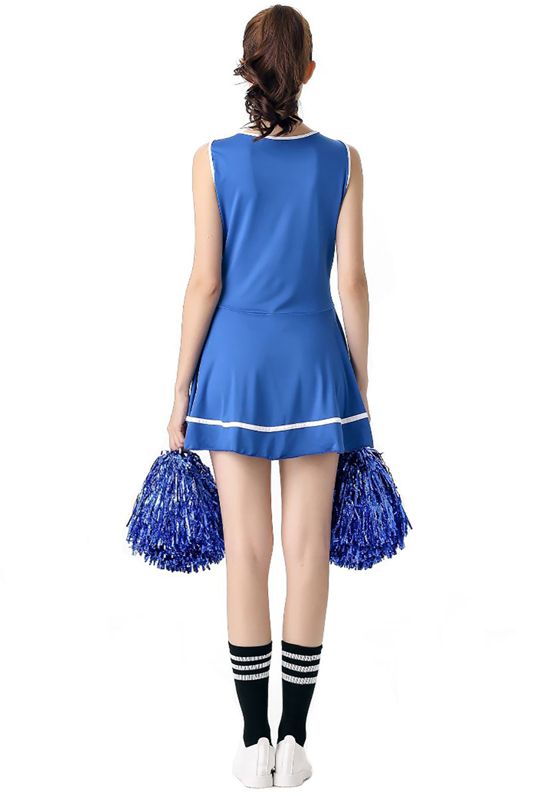 Costume de pom-pom girl bleu déguisement lycée musical uniforme de pom-pom girl sans pompon