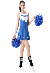 Costume de pom-pom girl bleu déguisement lycée musical uniforme de pom-pom girl sans pompon